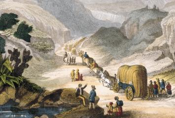 Emigrant party on the road to California 1850. Courtesy of the Library of Congress.