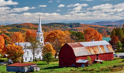 Vermont barn and church