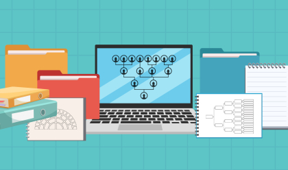 laptop and file folders