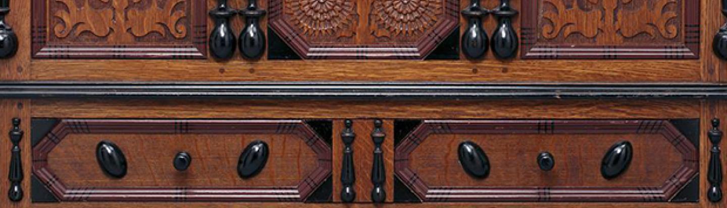 Ornate antique cabinet front