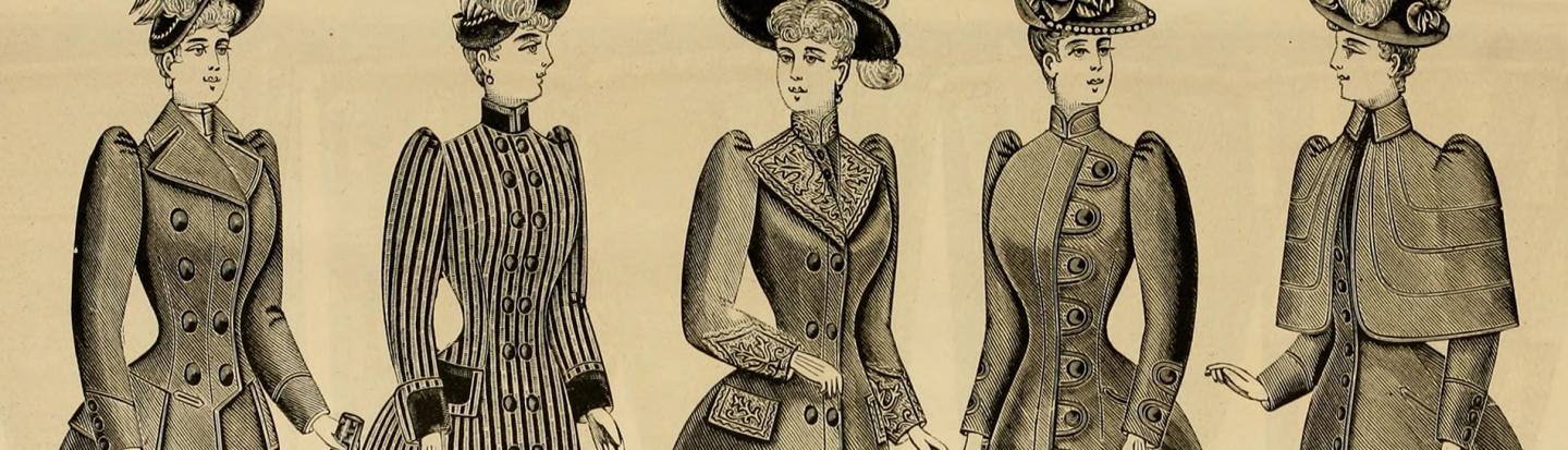 1890s women in a fashion catalog courtesy of the Winterthur Museum Library