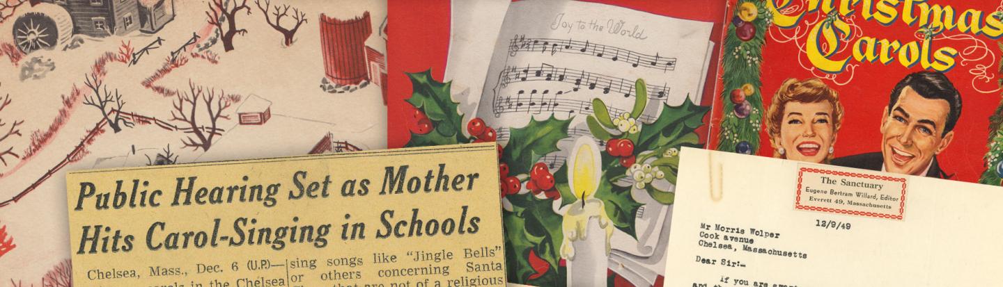 Hanukkah Wolper Christmas cards and newspaper clippings