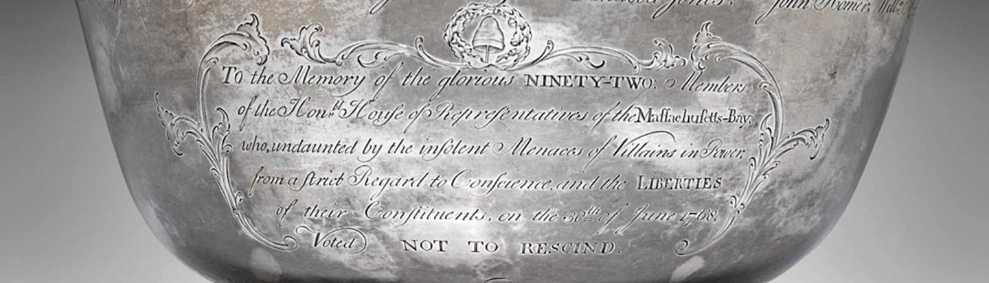 Paul Revere Jr. (1734-1818), Sons of Liberty Bowl, Boston, Massachusetts, 1768. Silver; H. 5 ½ in., Diam. lip 11 in., Wt. 45 oz. Museum of Fine Arts, Boston; Museum purchase with funds donated by contribution and the Francis Bartlett Donation of 1912 (49.45).
