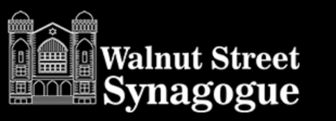 Walnut Street Synagogue logo, includes drawing of synagogue building