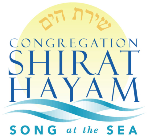 Logo for Congregation Shirat Hayam, with name translated as "Song at the Sea"