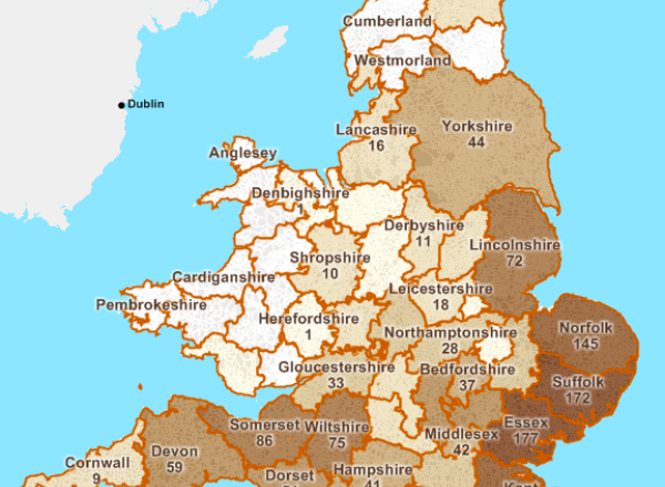Screenshot of the Great Migration Parish Map