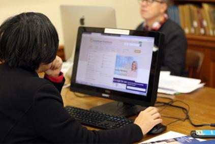 Researching considering computer screen